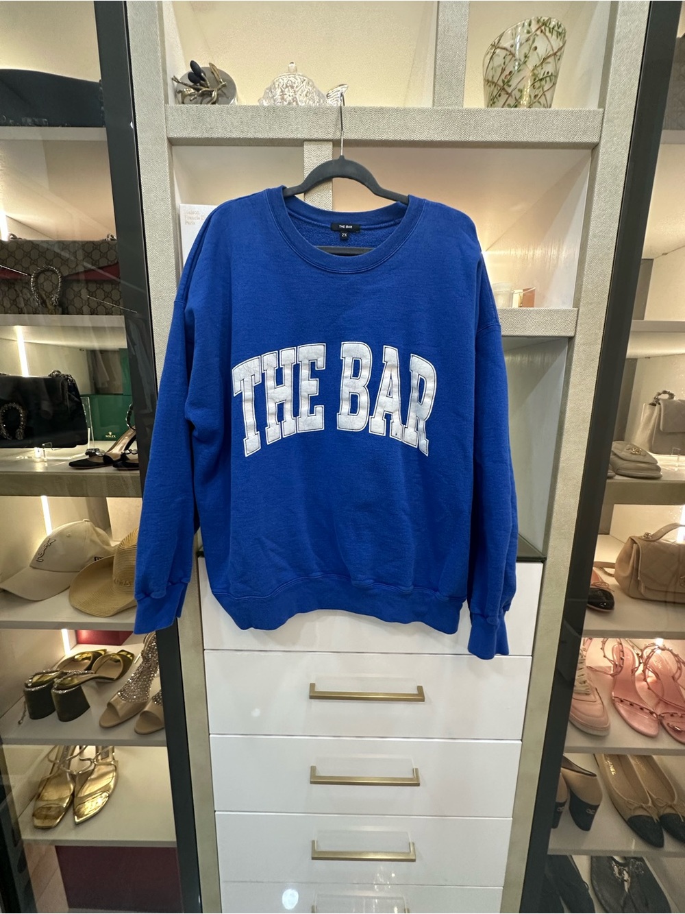 The Bar Royal Blue Crewneck Sweatshirt with White Lettering